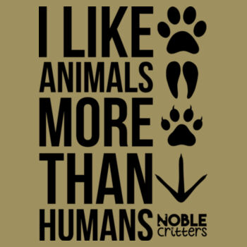 I LIKE ANIMALS MORE THAN HUMANS - PREMIUM WOMEN'S FITTED S/S TEE - LIGHT OLIVE Design