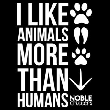 I LIKE ANIMALS MORE THAN HUMANS - PREMIUM WOMEN'S FITTED S/S TEE - BLACK Design