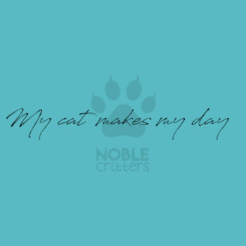 MY CAT MAKES MY DAY - WOMEN'S PREMIUM FITTED S/S V-NECK TEE - TAHITI BLUE Design