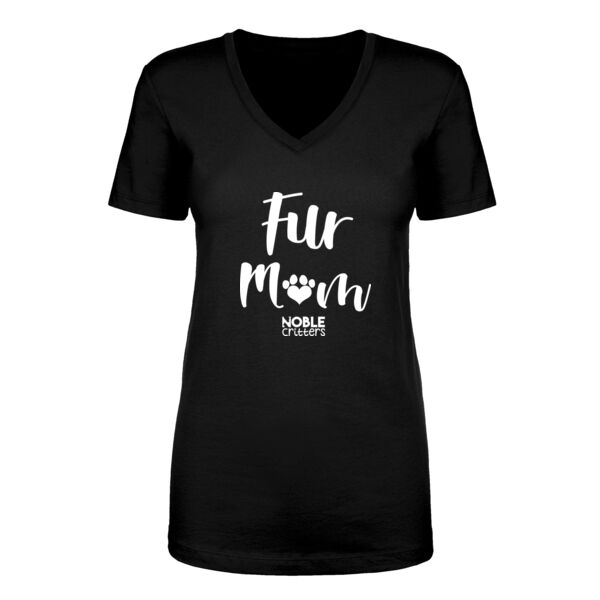 FUR MOM - PREMIUM WOMEN'S FITTED S/S V-NECK TEE - BLACK Thumbnail