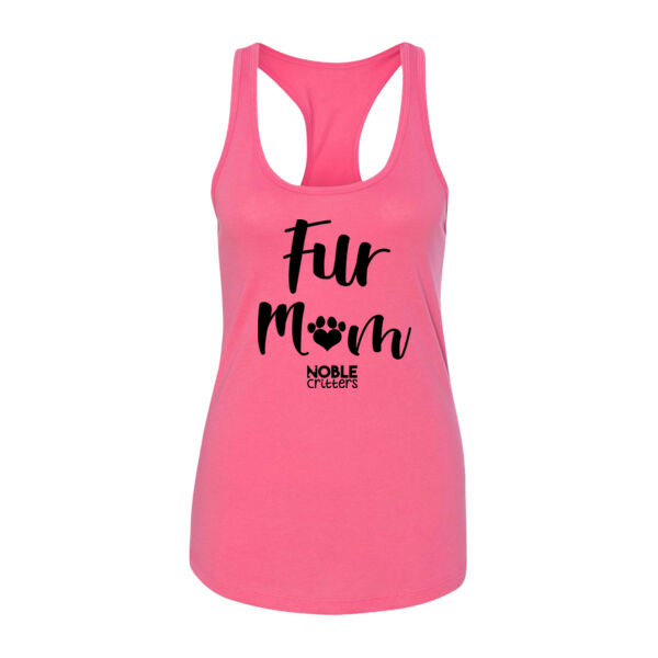 FUR MOM - PREMIUM WOMEN'S FITTED RACERBACK TANK TOP - HOT PINK Thumbnail