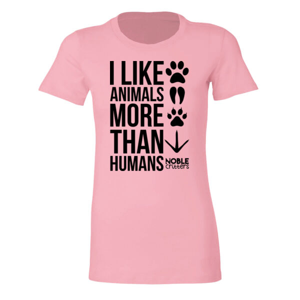 I LIKE ANIMALS MORE THAN HUMANS - PREMIUM WOMEN'S FITTED S/S TEE - LIGHT PINK Thumbnail