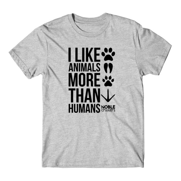 I LIKE ANIMALS MORE THAN HUMANS - PREMIUM UNISEX S/S TEE - LIGHT GRAY HEATHER Thumbnail