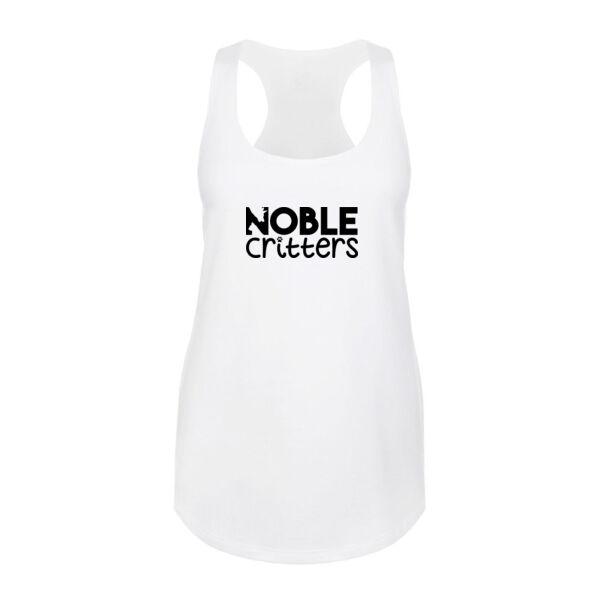 NOBLE CRITTERS LOGO - PREMIUM WOMEN'S FITTED RACERBACK TANK TOP - WHITE Thumbnail
