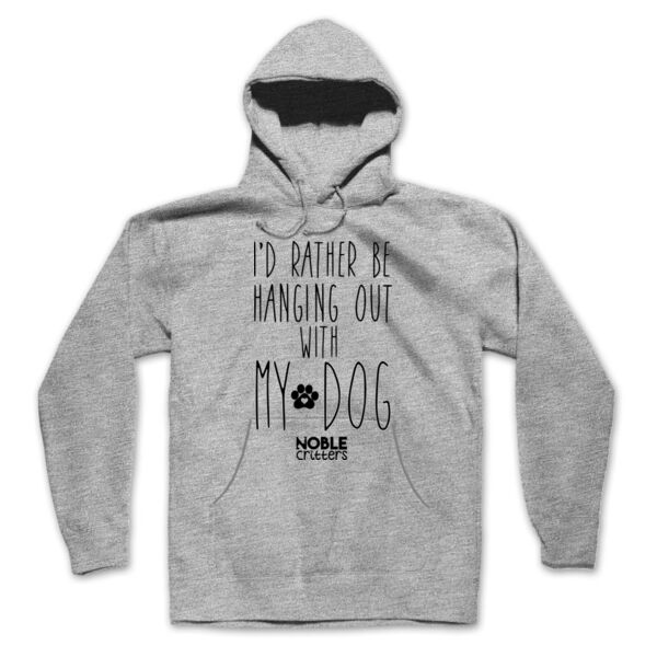 I'D RATHER BE HANGING WITH MY DOG - PREMIUM UNISEX PULLOVER HOODIE - LIGHT GRAY HEATHER Thumbnail