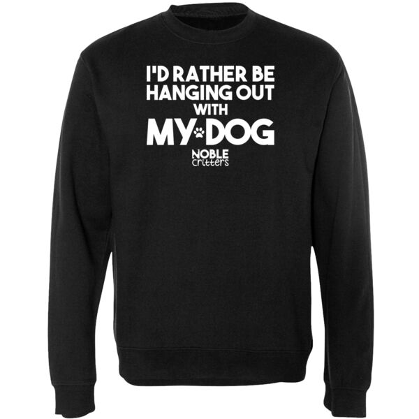 I'D RATHER BE HANGING WITH MY DOG - PREMIUM UNISEX CREW NECK SWEATSHIRT - BLACK Thumbnail