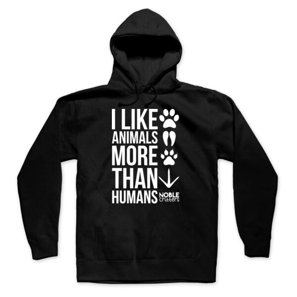 I LIKE ANIMALS MORE THAN HUMANS - PREMIUM UNISEX PULLOVER HOODIE - BLACK Thumbnail