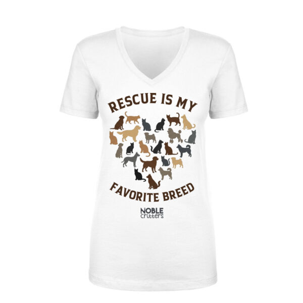 RESCUE IS MY FAVORITE BREED - PREMIUM WOMEN'S FITTED S/S VNECK T-SHIRT - $NB436Z$ Thumbnail