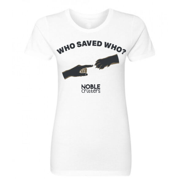 WHO SAVED WHO? - PREMIUM WOMEN'S FITTED S/S T-SHIRT - CZJBV4 Thumbnail