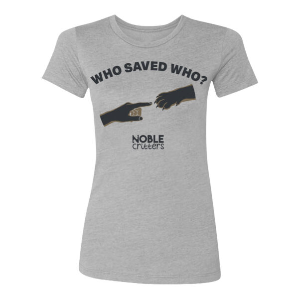 WHO SAVED WHO? - PREMIUM WOMEN'S FITTED T-SHIRT - PUXMFV Thumbnail
